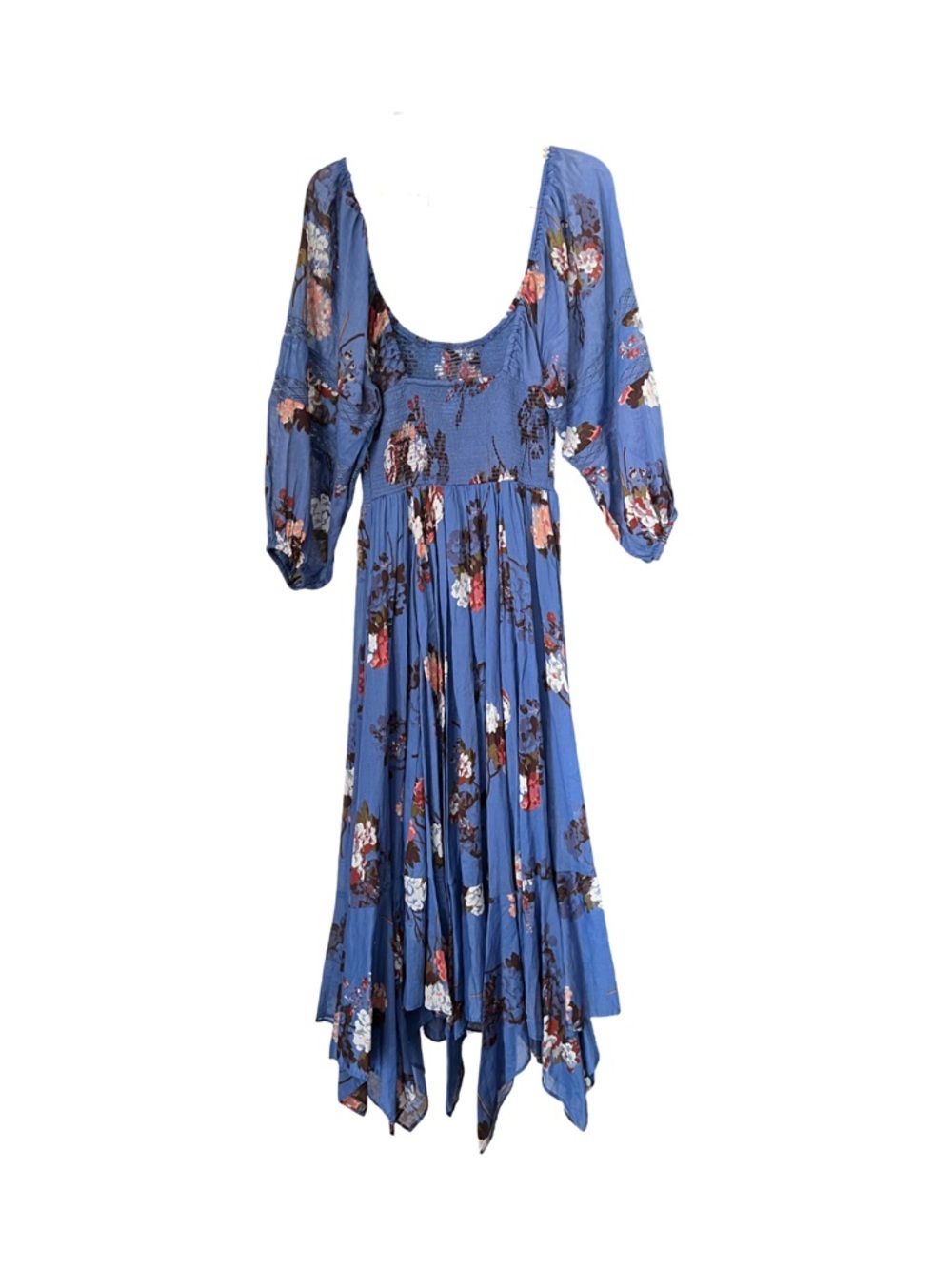 FREE PEOPLE Morning Glory Maxi Dress Dutch Blue Floral Boho XS Oversized New - Picture 8 of 13